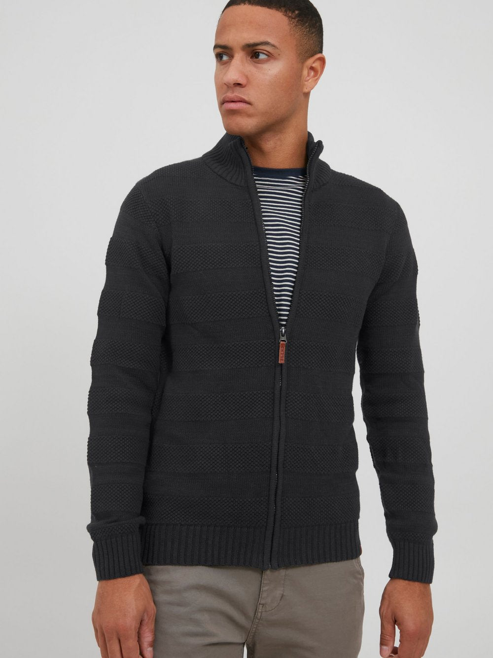 BLEND Strickjacke Herren Baumwolle gestreift