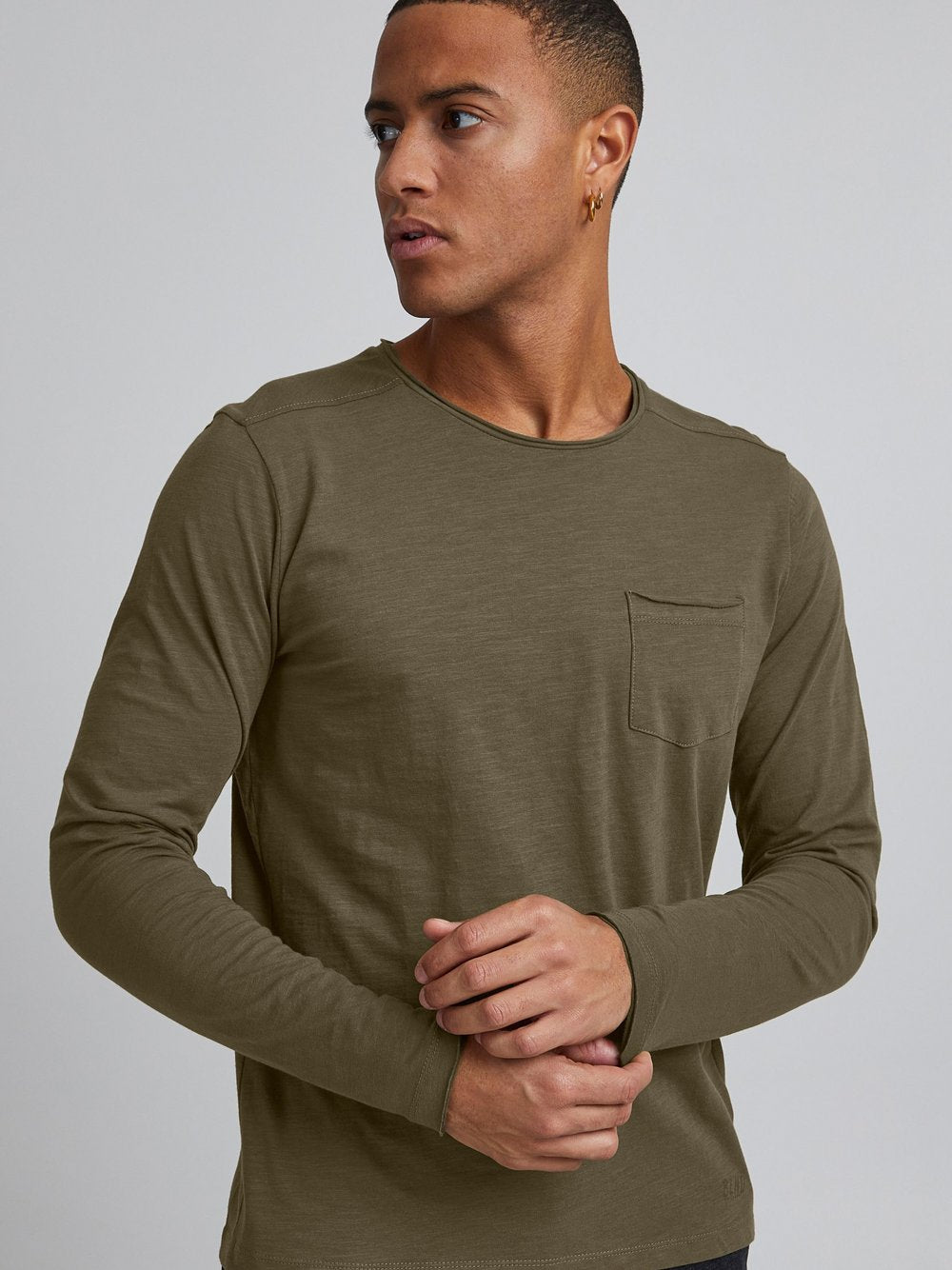 Indicode Langarmshirt Herren Baumwolle gemustert
