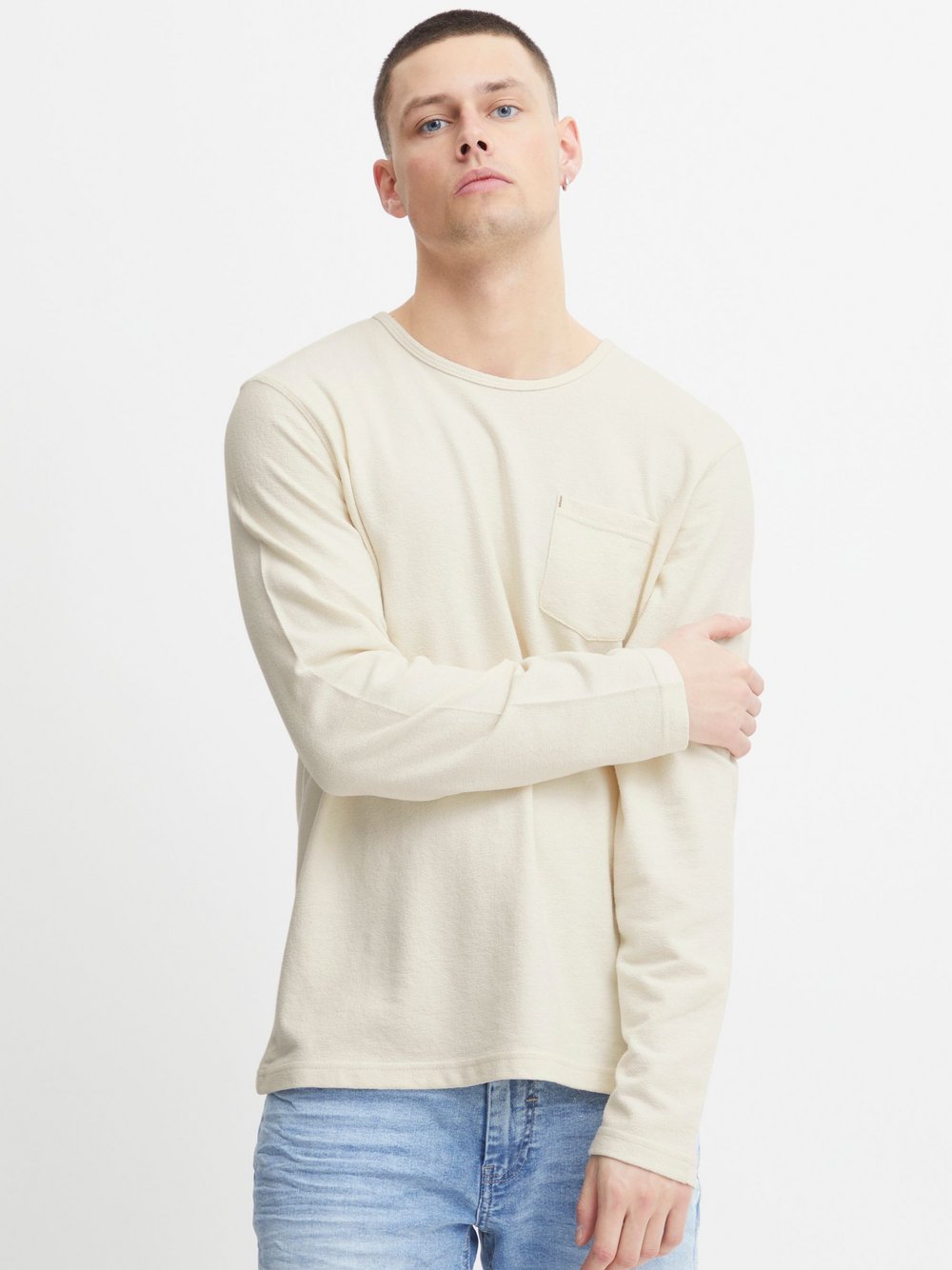 Indicode Langarmshirt Herren Baumwolle gemustert