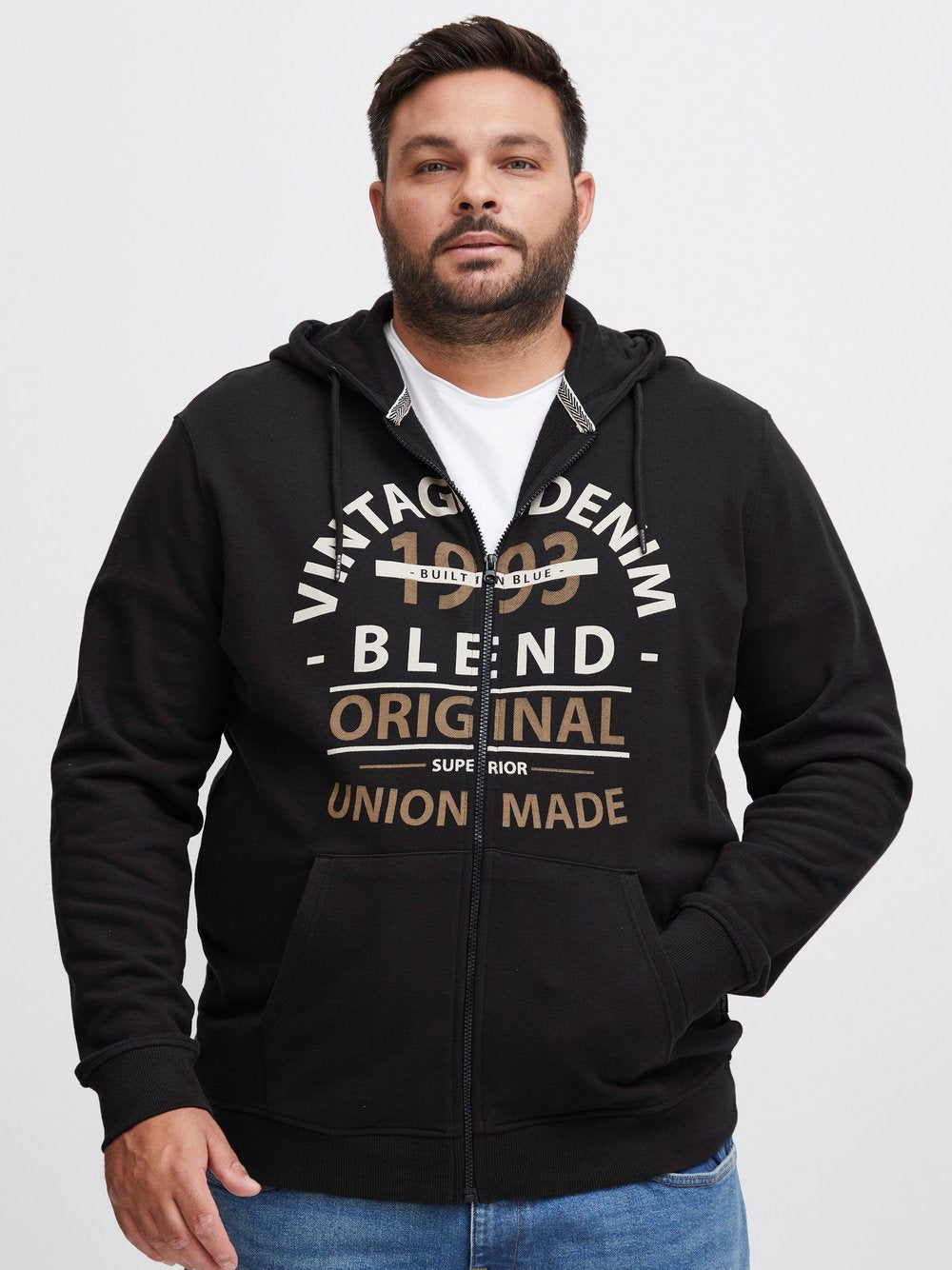Indicode Hoodie Herren Baumwolle bedruckt
