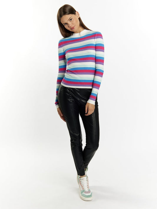 MyMo Rippstrickpullover Damen Viskose gestreift