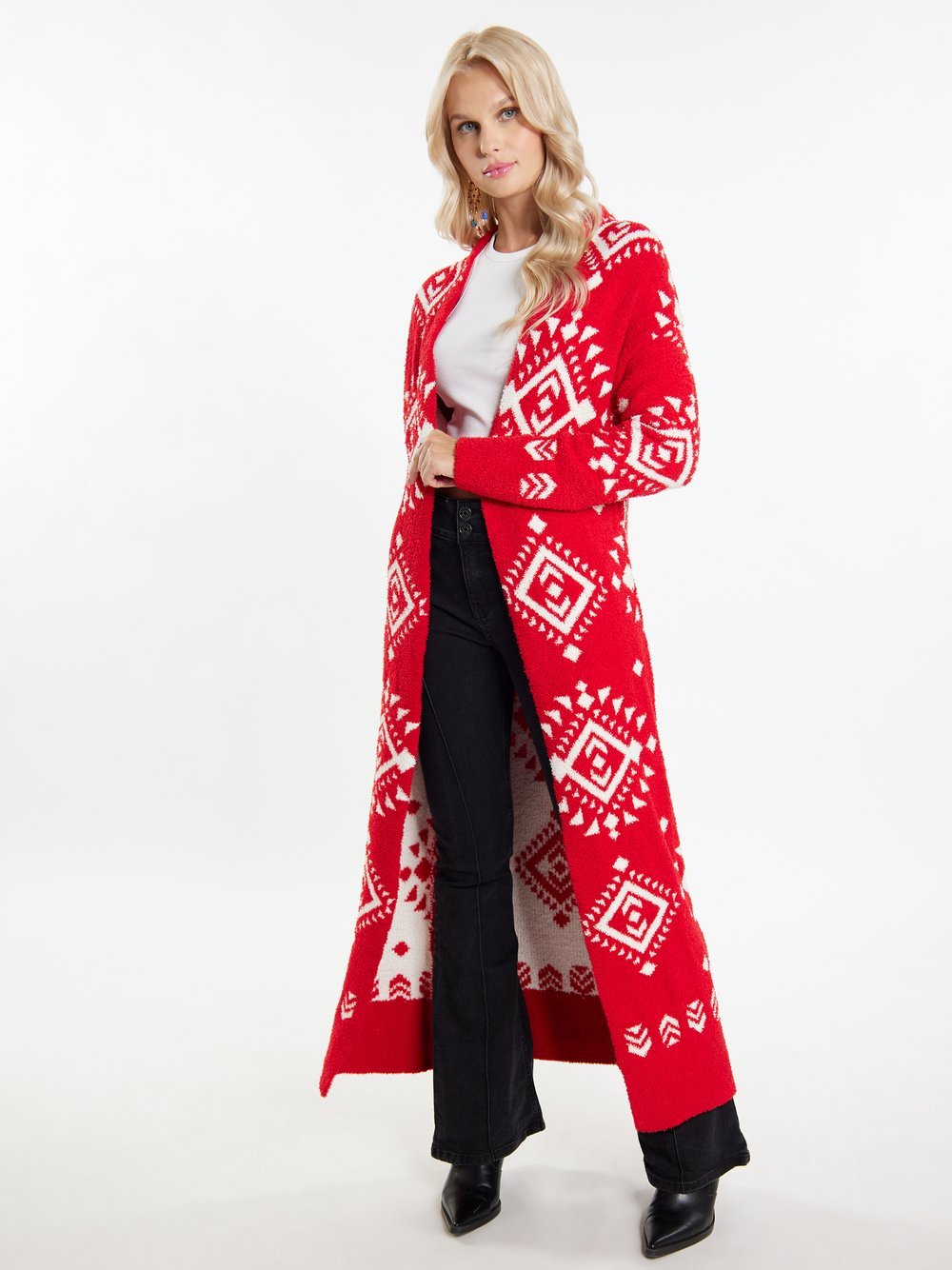 IZIA Langer Cardigan Damen gemustert