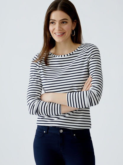 Oui Langarmshirt Damen Baumwolle gestreift