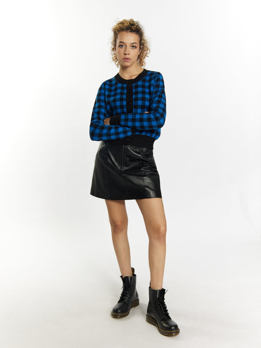 MyMo Strickjacke Damen kariert