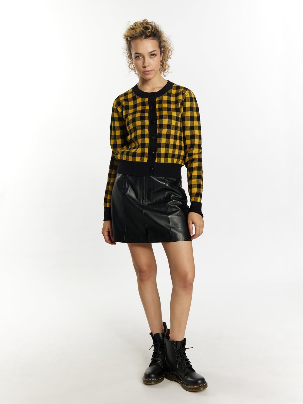 MyMo Strickjacke Damen kariert