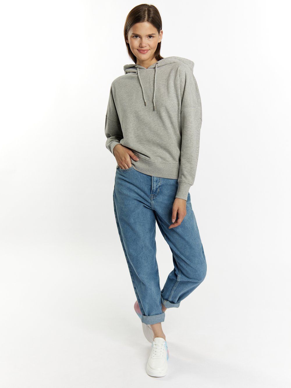 MyMo Kapuzenpullover Damen Baumwolle meliert