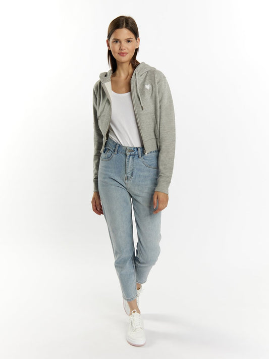 MyMo Kapuzenpullover mit Reißverschluss Damen Baumwolle meliert