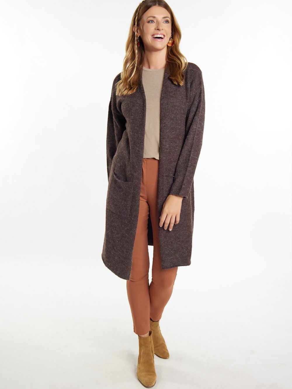 Usha Langer Cardigan Damen gestreift
