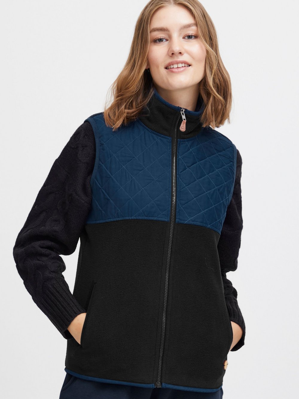 OXMO Fleeceweste Damen gemustert