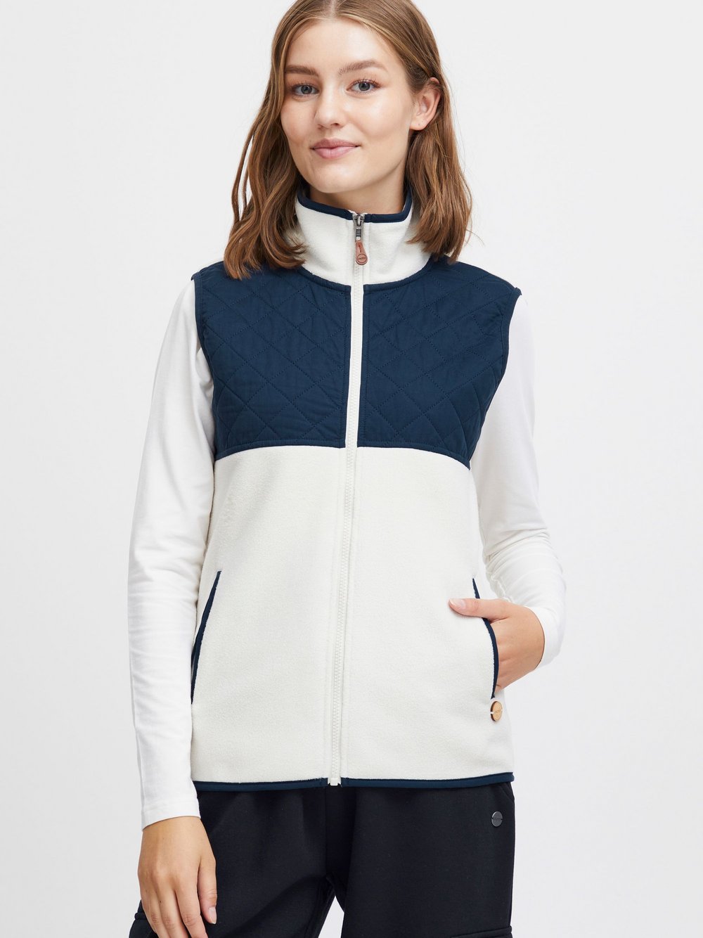 OXMO Fleeceweste Damen gemustert