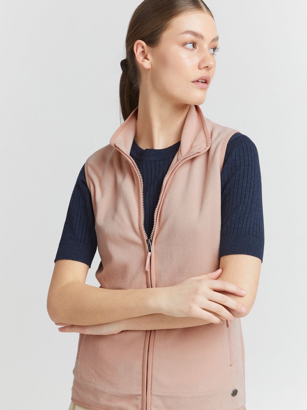 OXMO Fleeceweste Damen gemustert