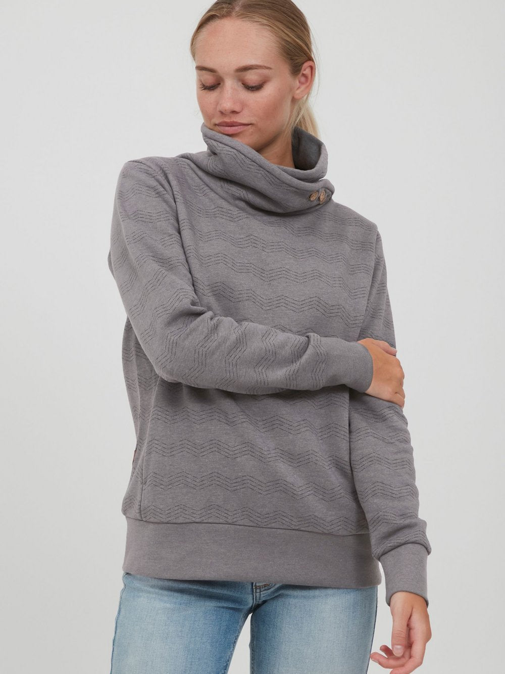 OXMO Sweatshirt Damen Baumwolle gemustert