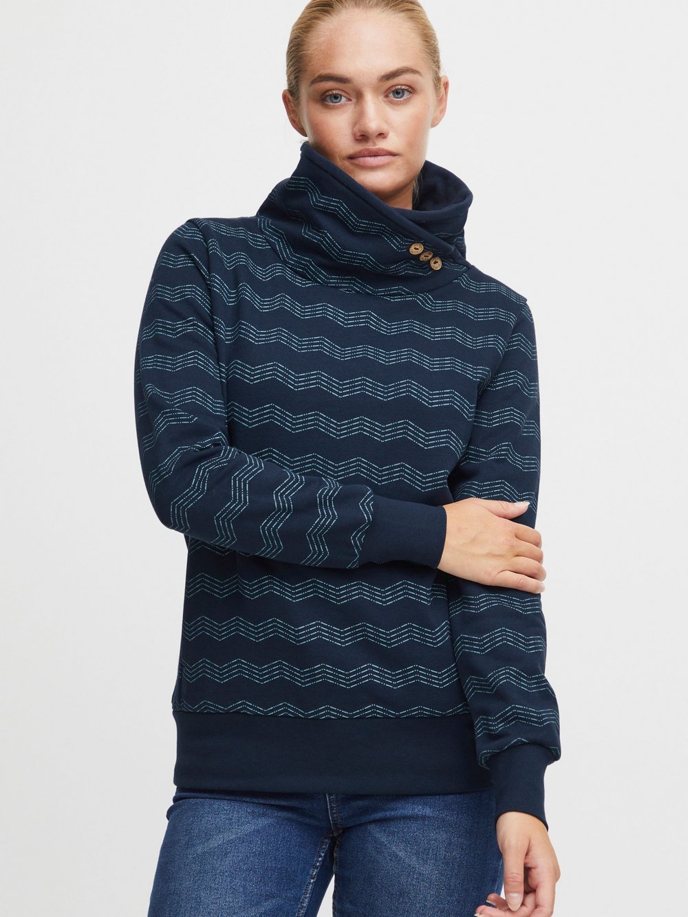 OXMO Sweatshirt Damen Baumwolle gemustert