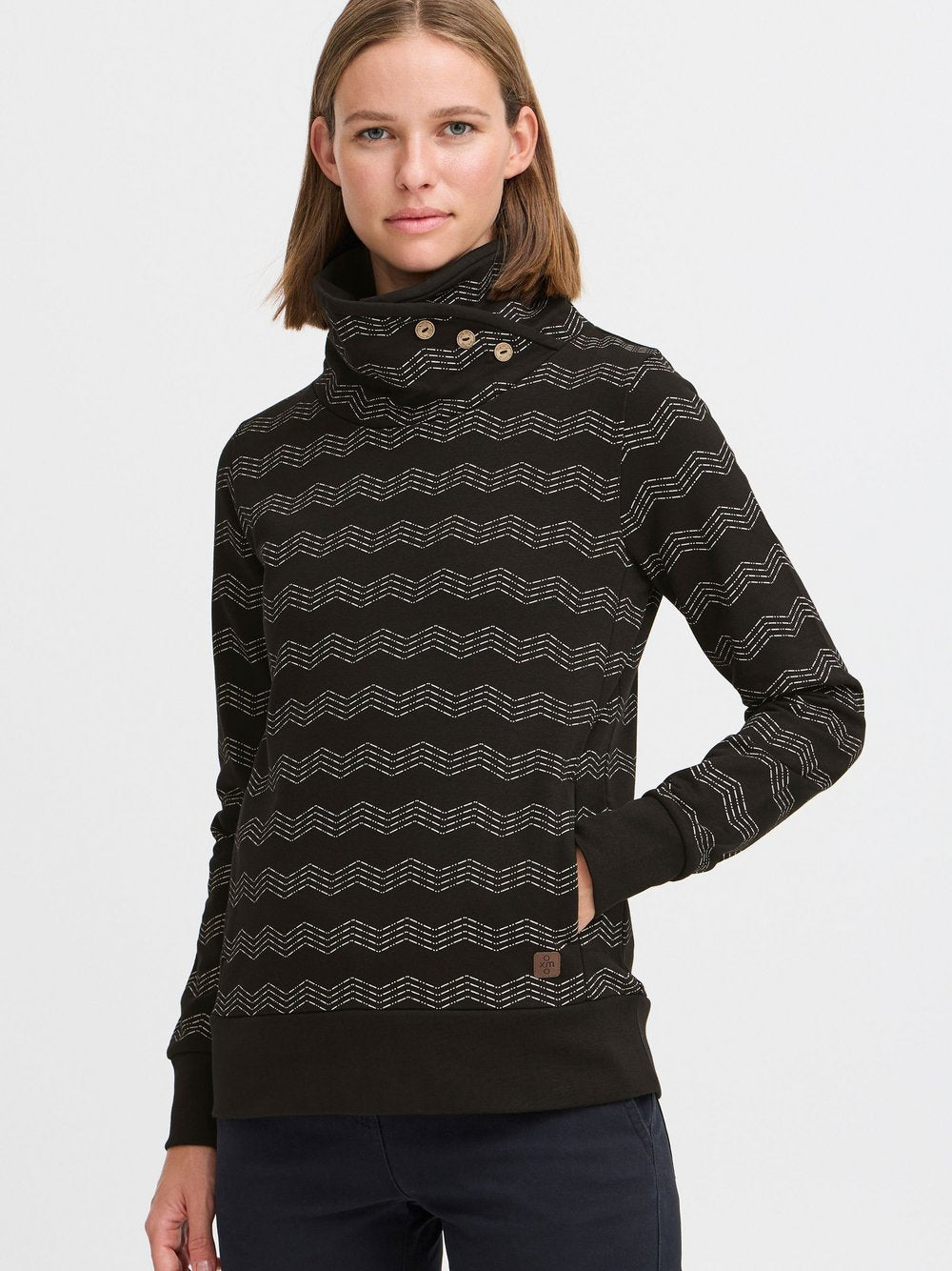 OXMO Sweatshirt Damen Baumwolle gemustert