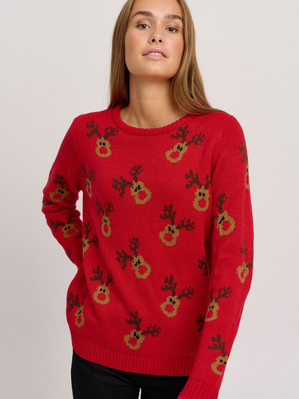 OXMO Weihnachtspullover Damen bedruckt