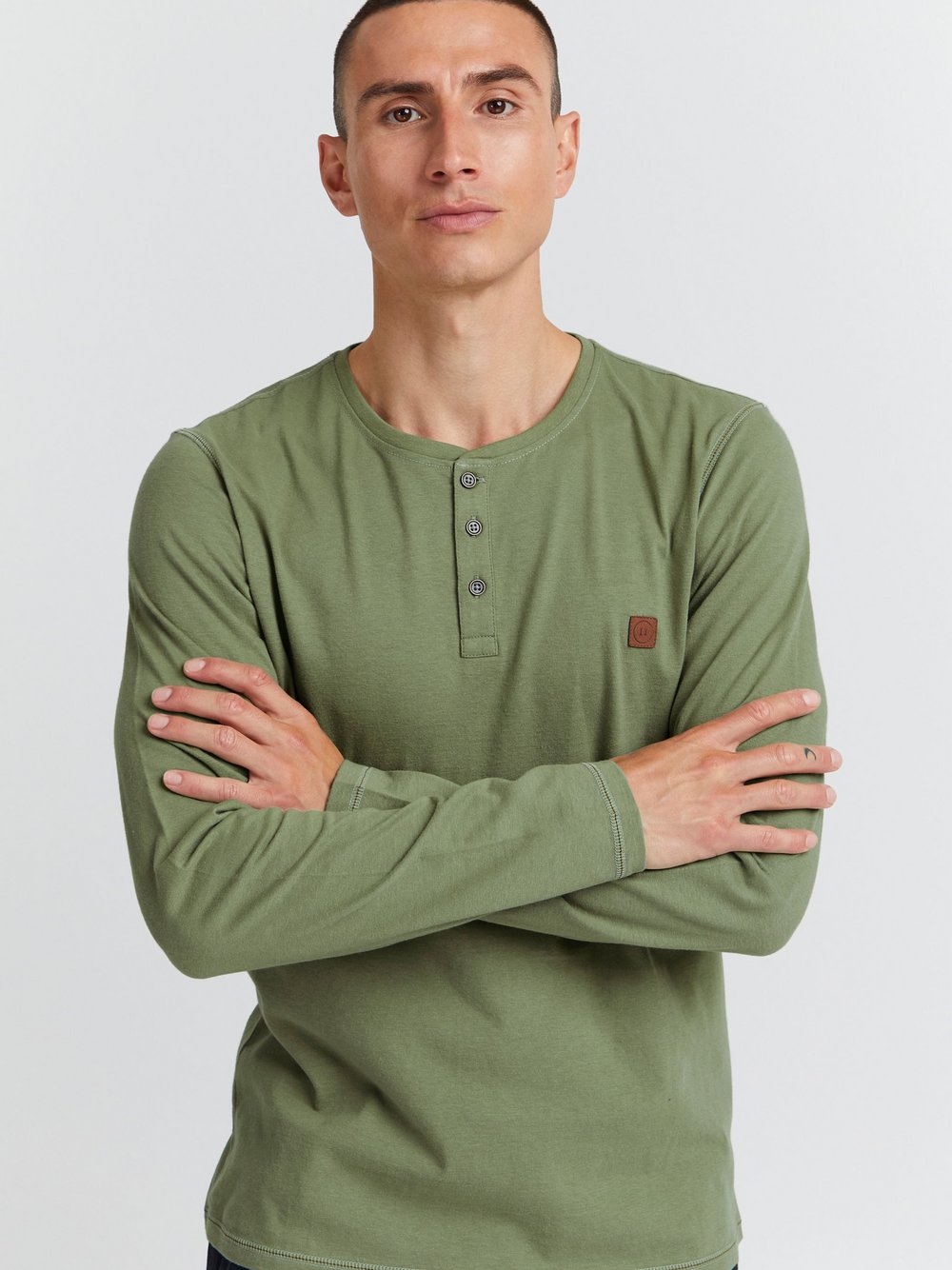 Indicode Langarmshirt Herren Baumwolle gemustert