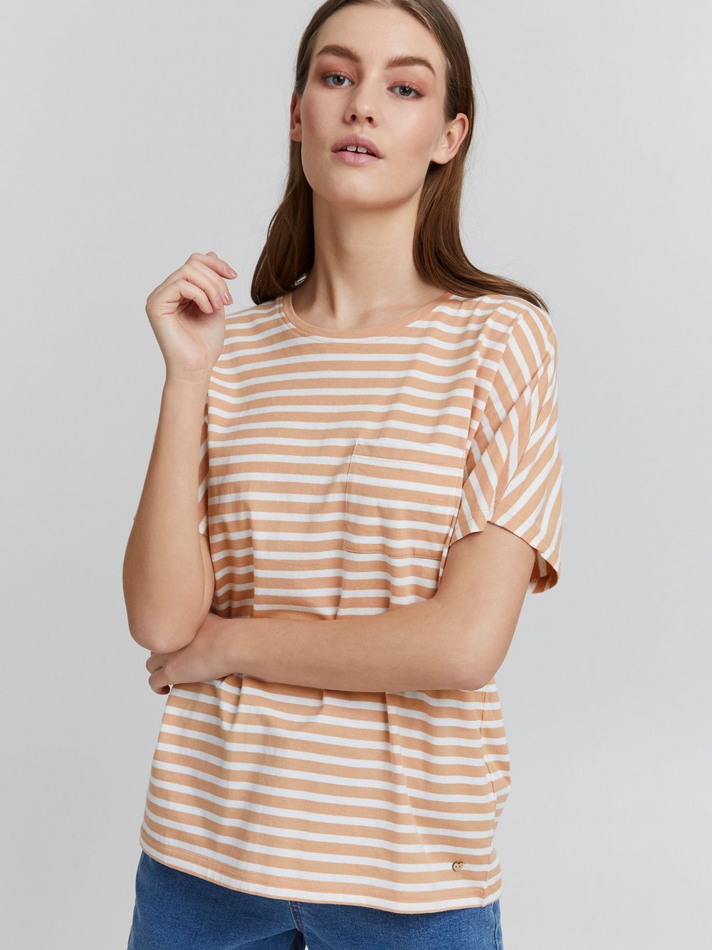 OXMO T-Shirt Damen Baumwolle gestreift