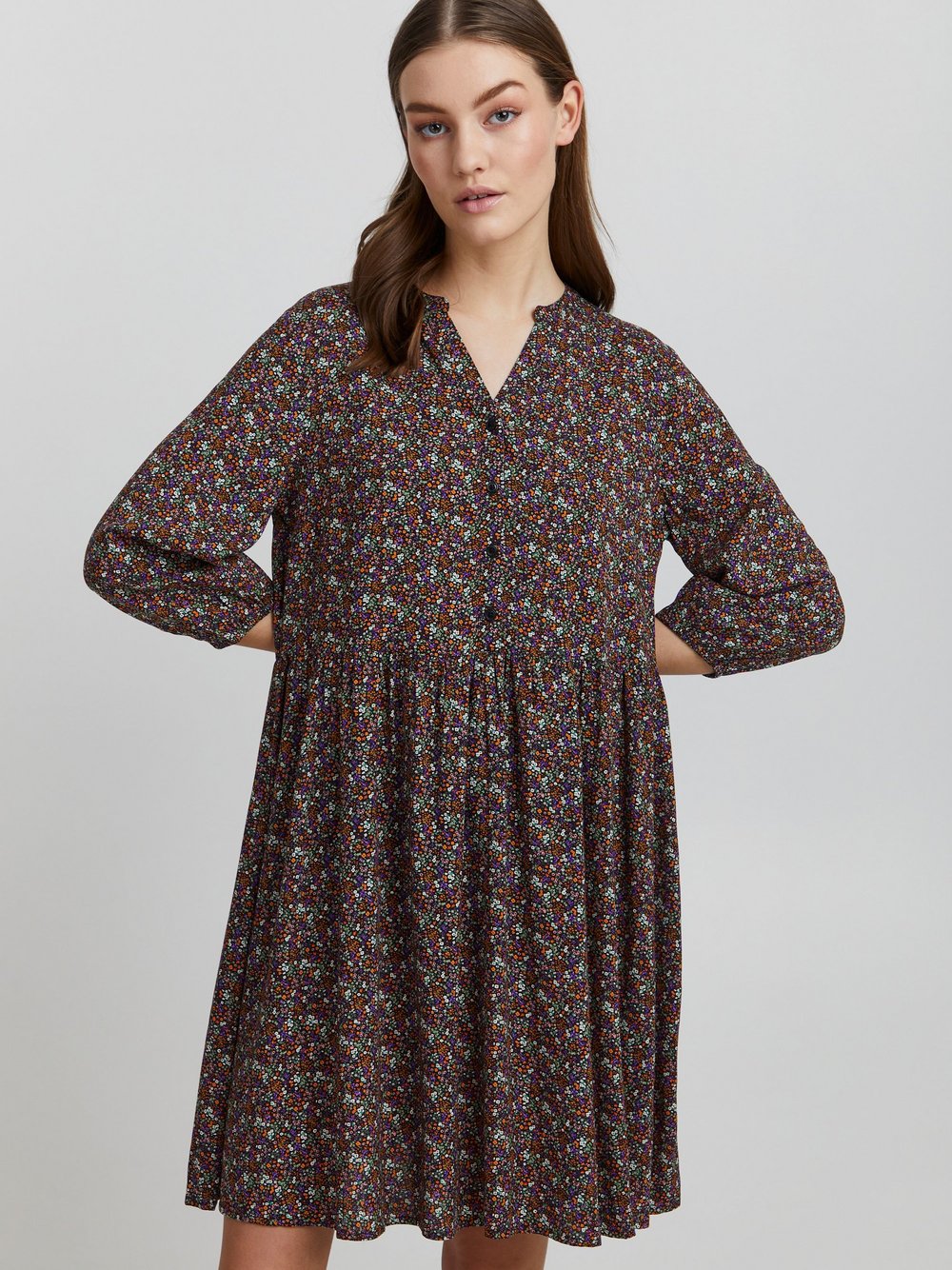 OXMO Blusenkleid Damen Viskose gemustert