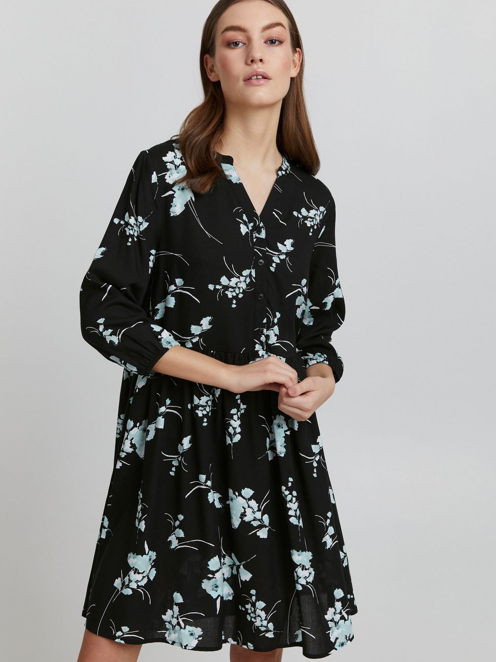 OXMO Blusenkleid Damen Viskose gemustert