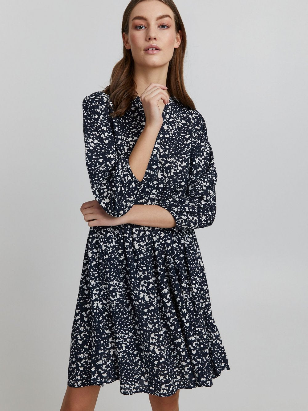 OXMO Blusenkleid Damen Viskose gemustert