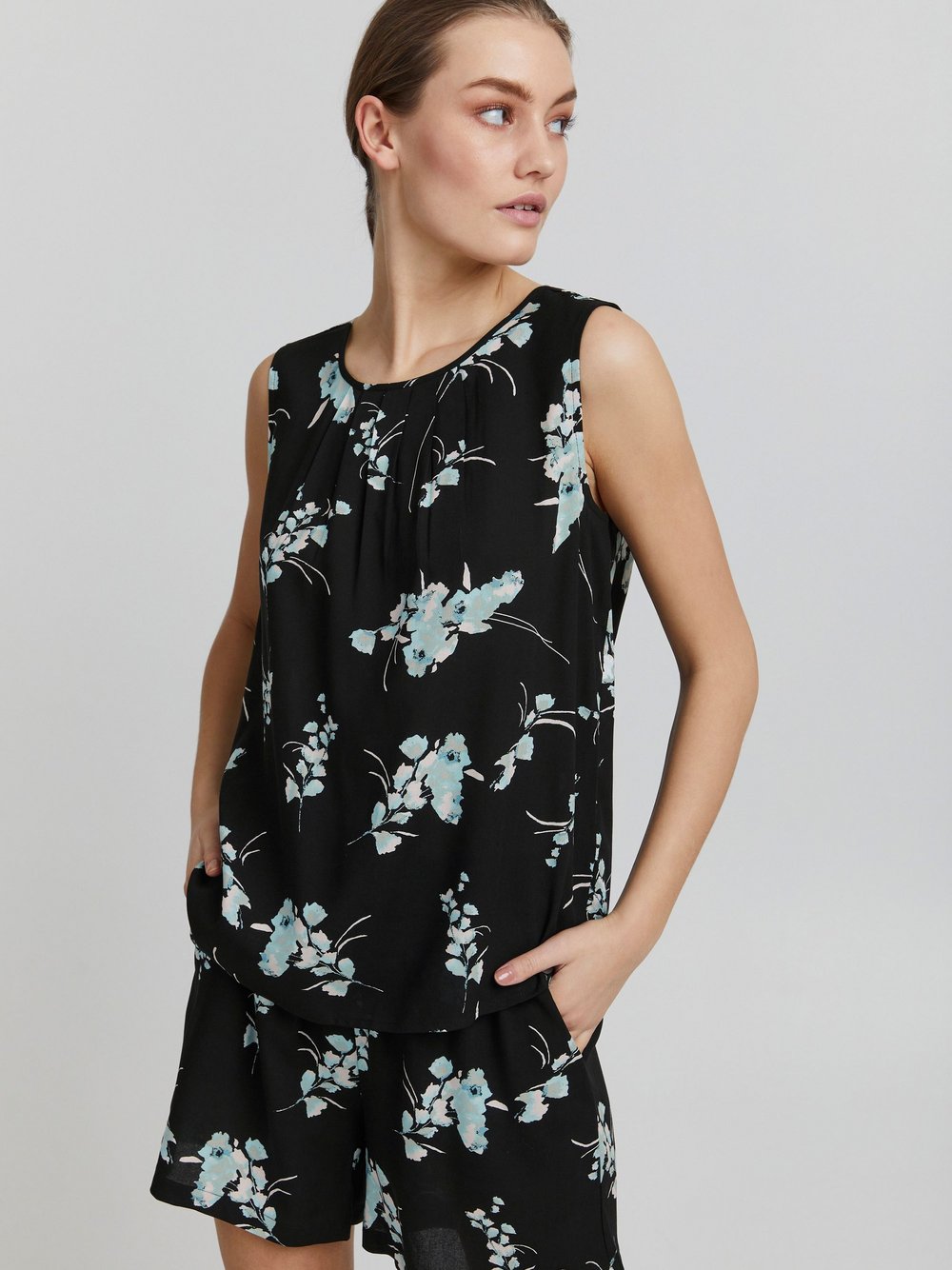 OXMO Kurzarmbluse Damen Viskose