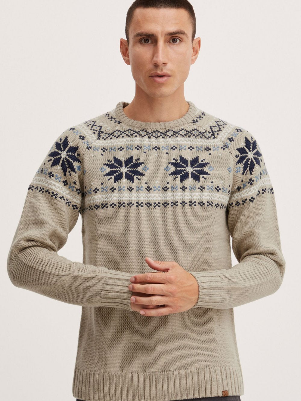 Indicode Strickpullover Herren Baumwolle meliert