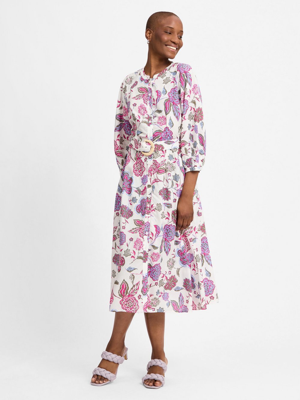 Ambiance Kleid mit Leinen-Anteil Damen Lyocell bedruckt