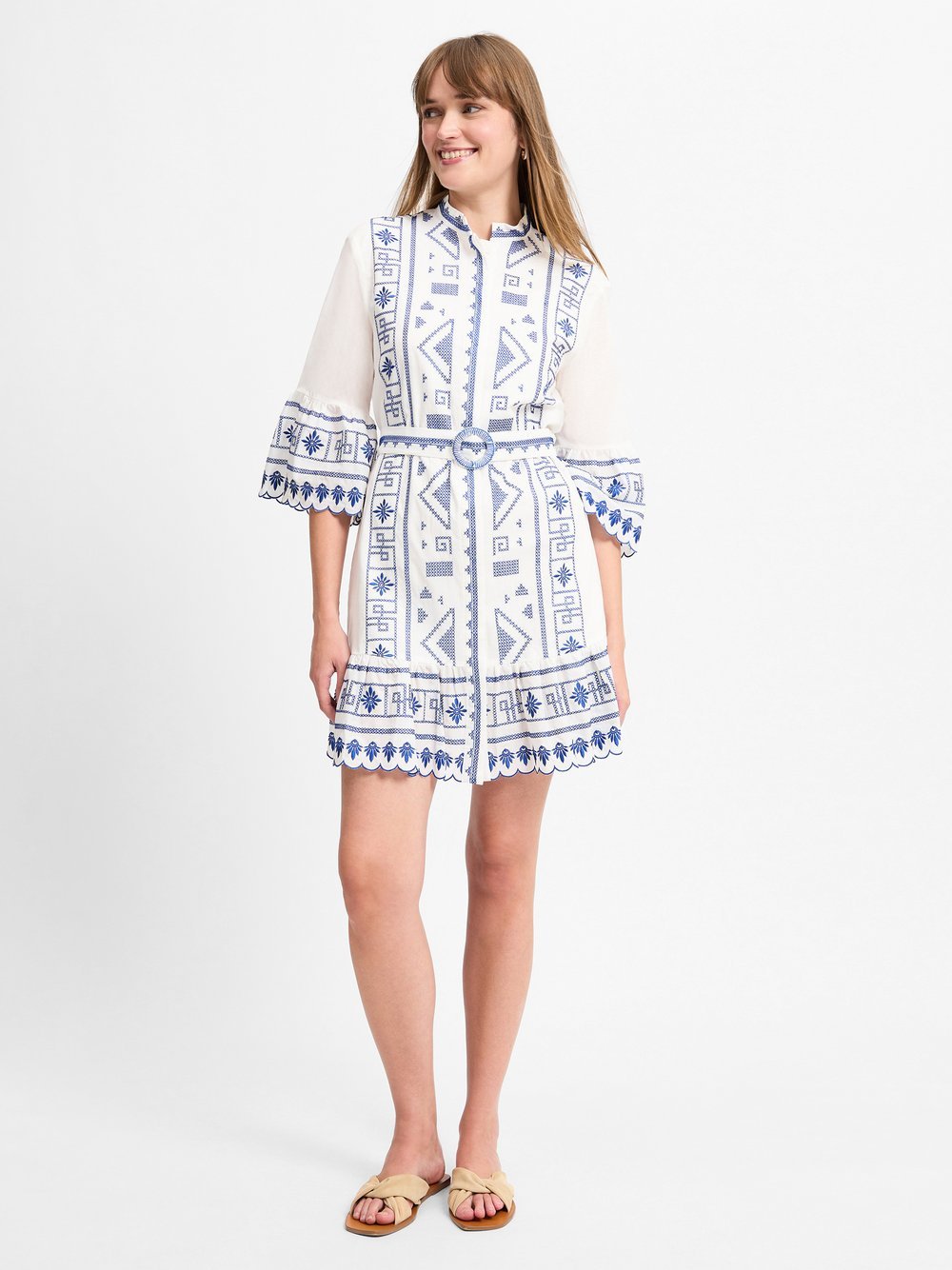 Ambiance Kleid Damen Baumwolle gemustert