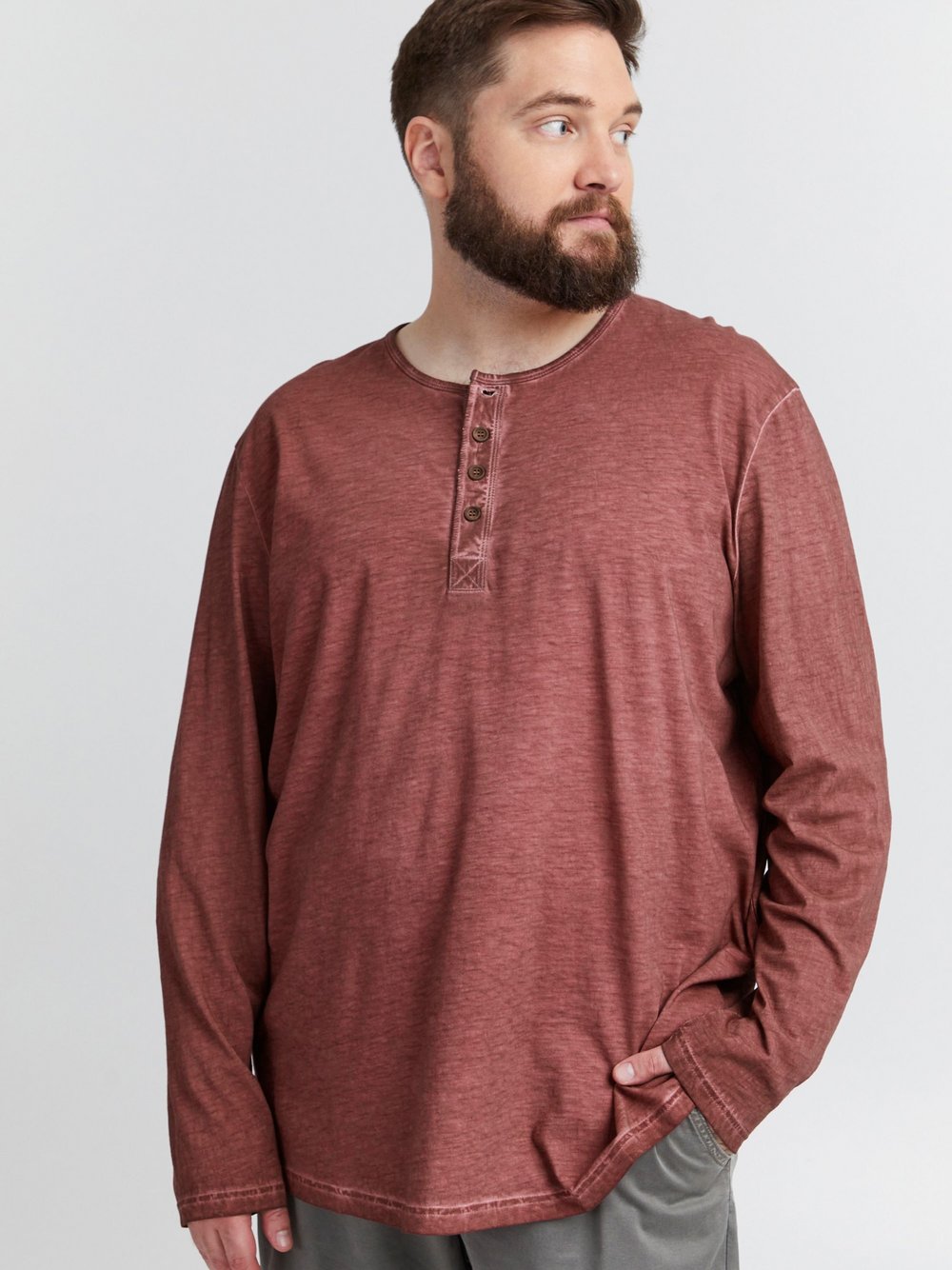 Indicode Langarmshirt Herren Baumwolle gemustert