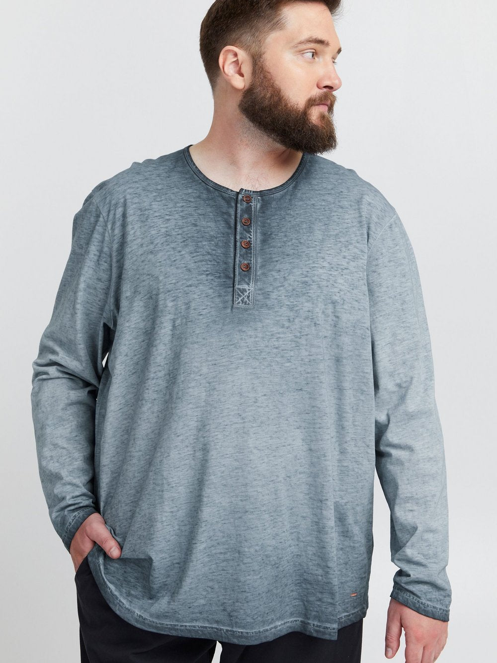Indicode Langarmshirt Herren Baumwolle gemustert