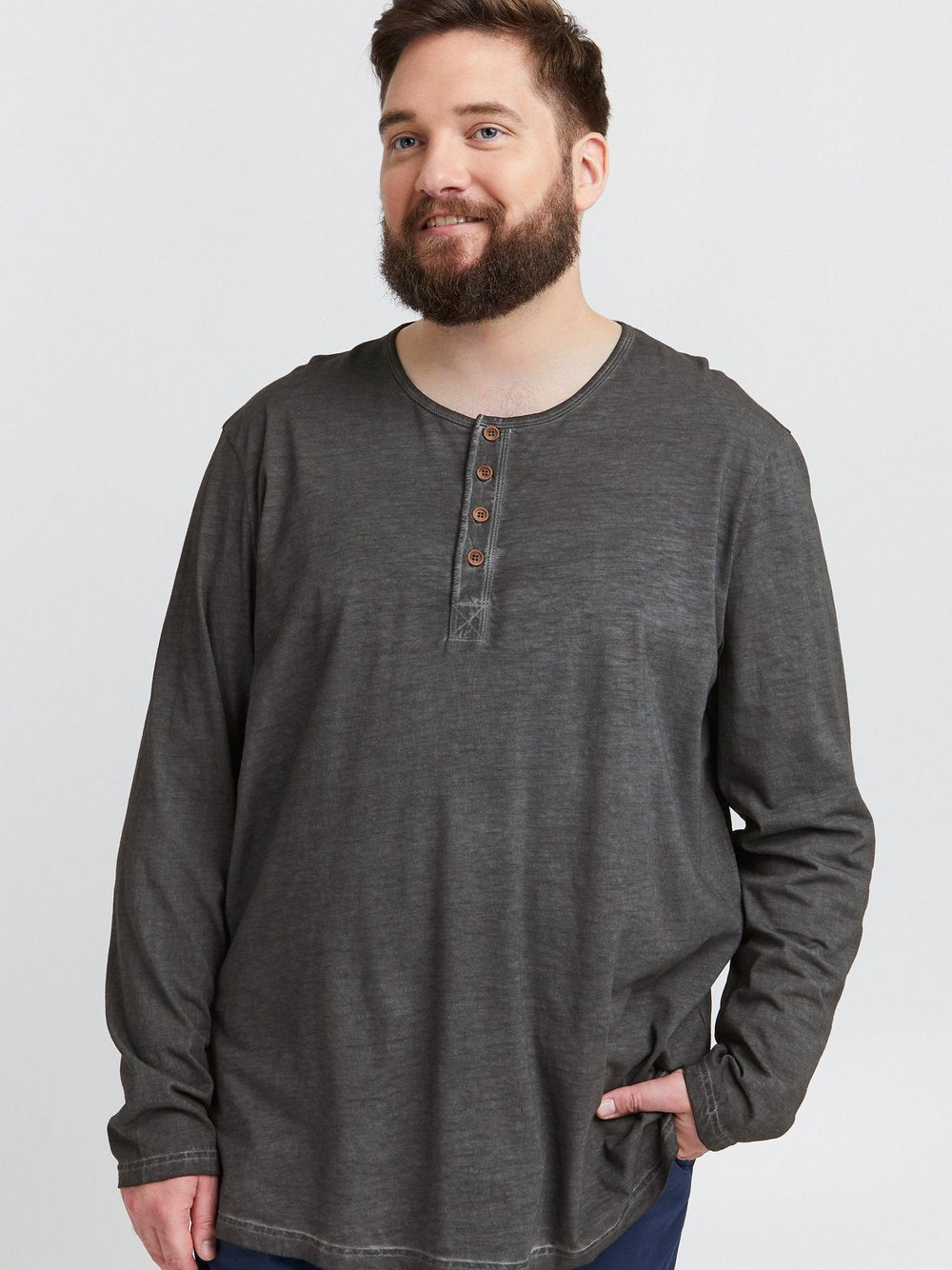 Indicode Langarmshirt Herren Baumwolle gemustert