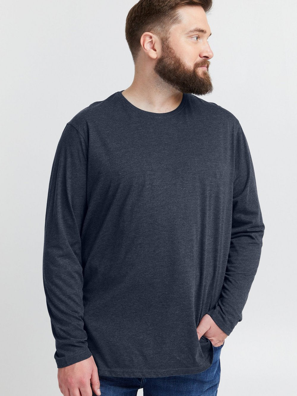 Indicode Langarmshirt Herren Baumwolle gemustert
