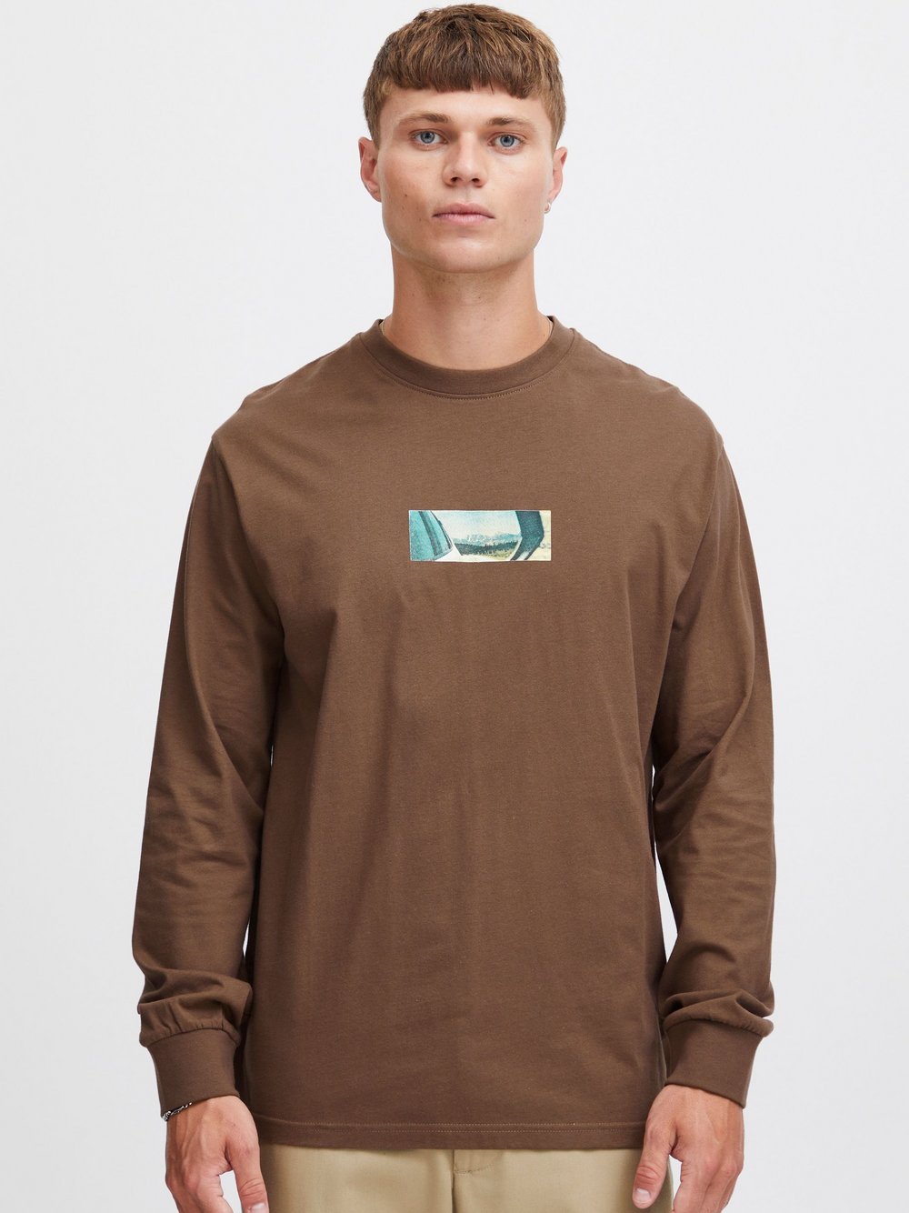 Indicode Langarmshirt Herren Baumwolle gemustert