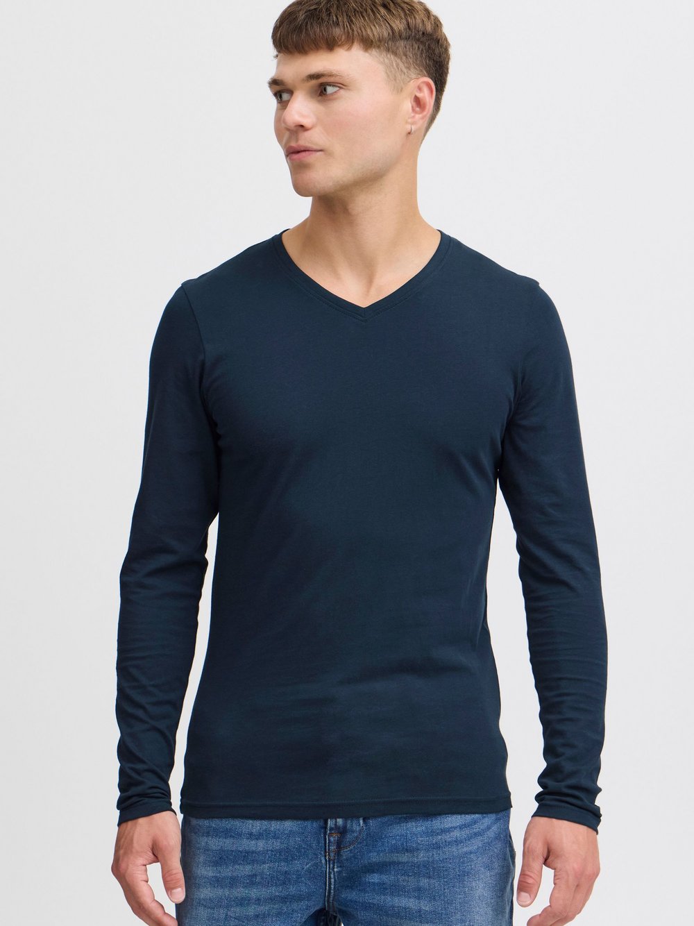 Solid V-Shirt Herren Baumwolle