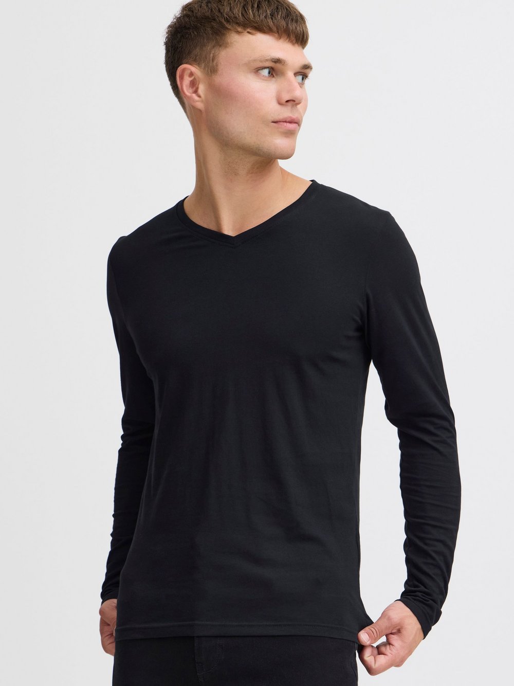 Solid V-Shirt Herren Baumwolle