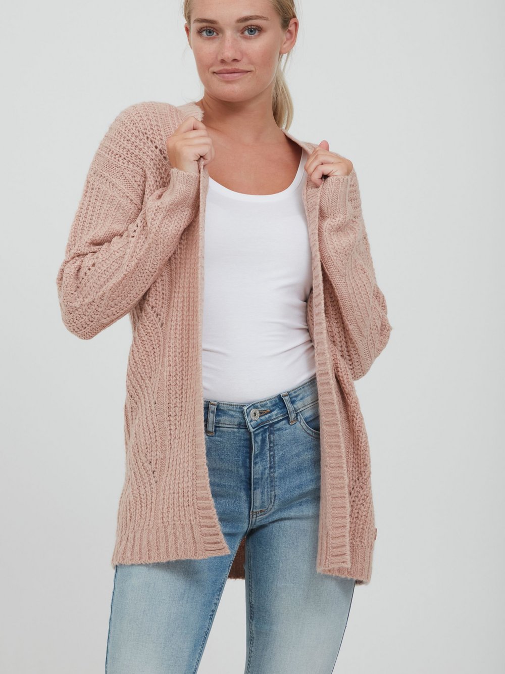 OXMO Strickjacke Damen strukturiert