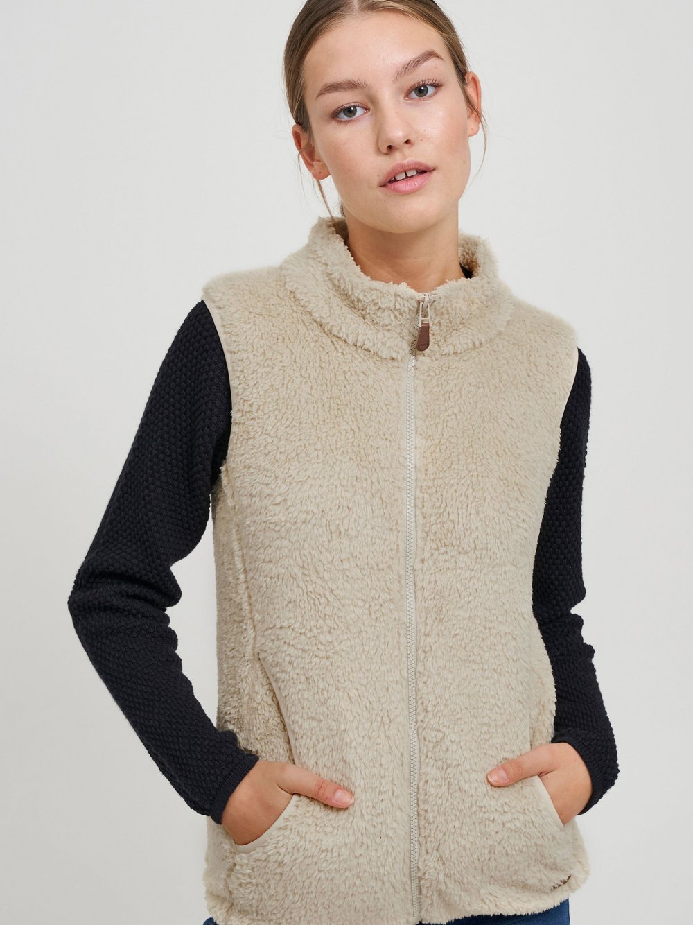OXMO Fleeceweste Damen gemustert