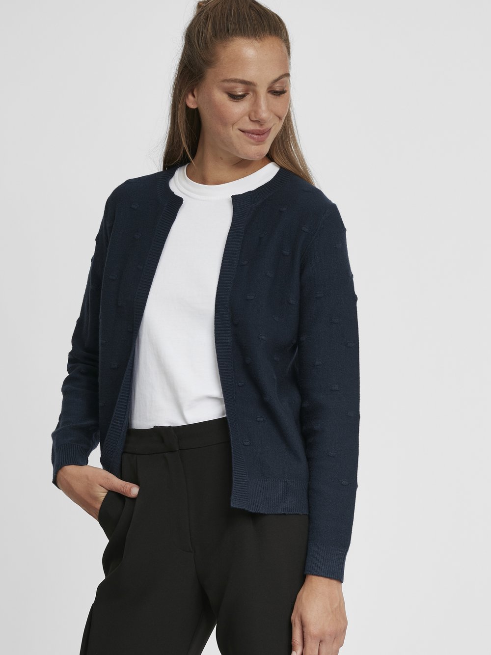 OXMO Strickjacke Damen strukturiert