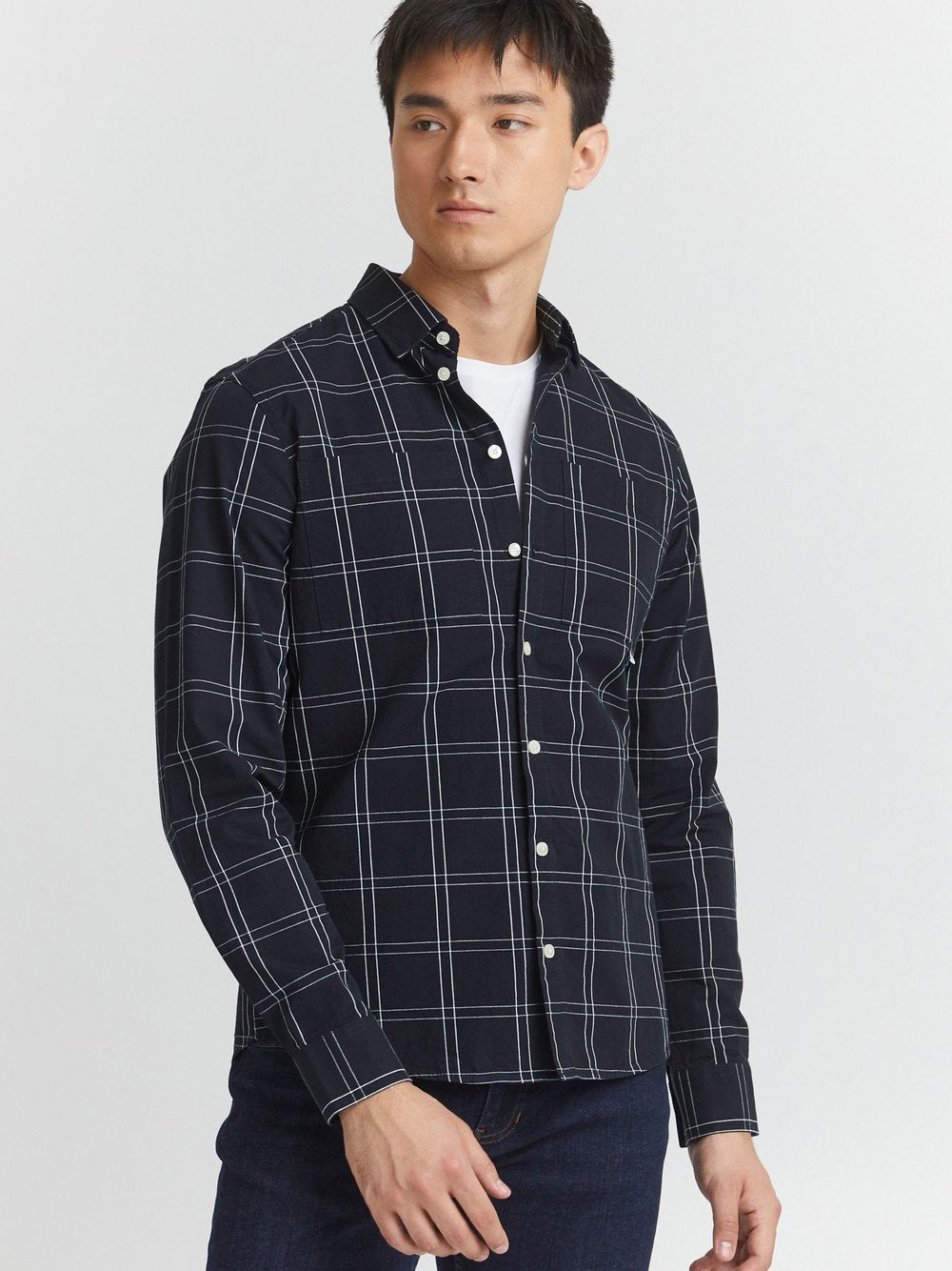 CASUAL FRIDAY Langarmhemd Herren Regular Fit Baumwolle gemustert