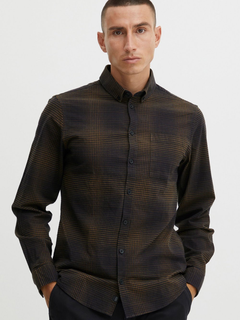 CASUAL FRIDAY Langarmhemd Herren Regular Fit Baumwolle gemustert