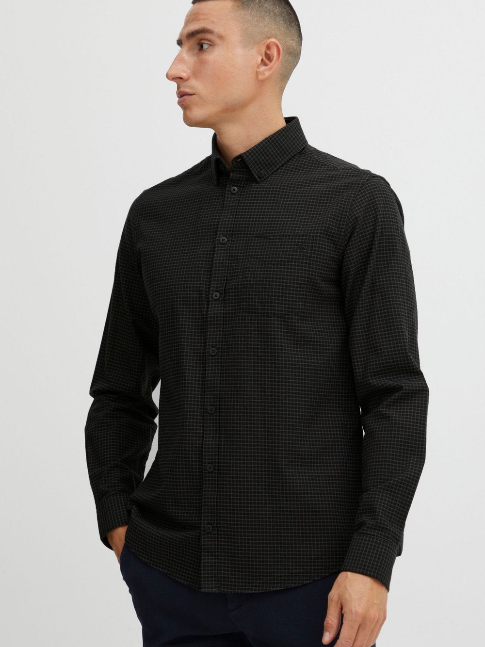 CASUAL FRIDAY Langarmhemd Herren Regular Fit Baumwolle gemustert