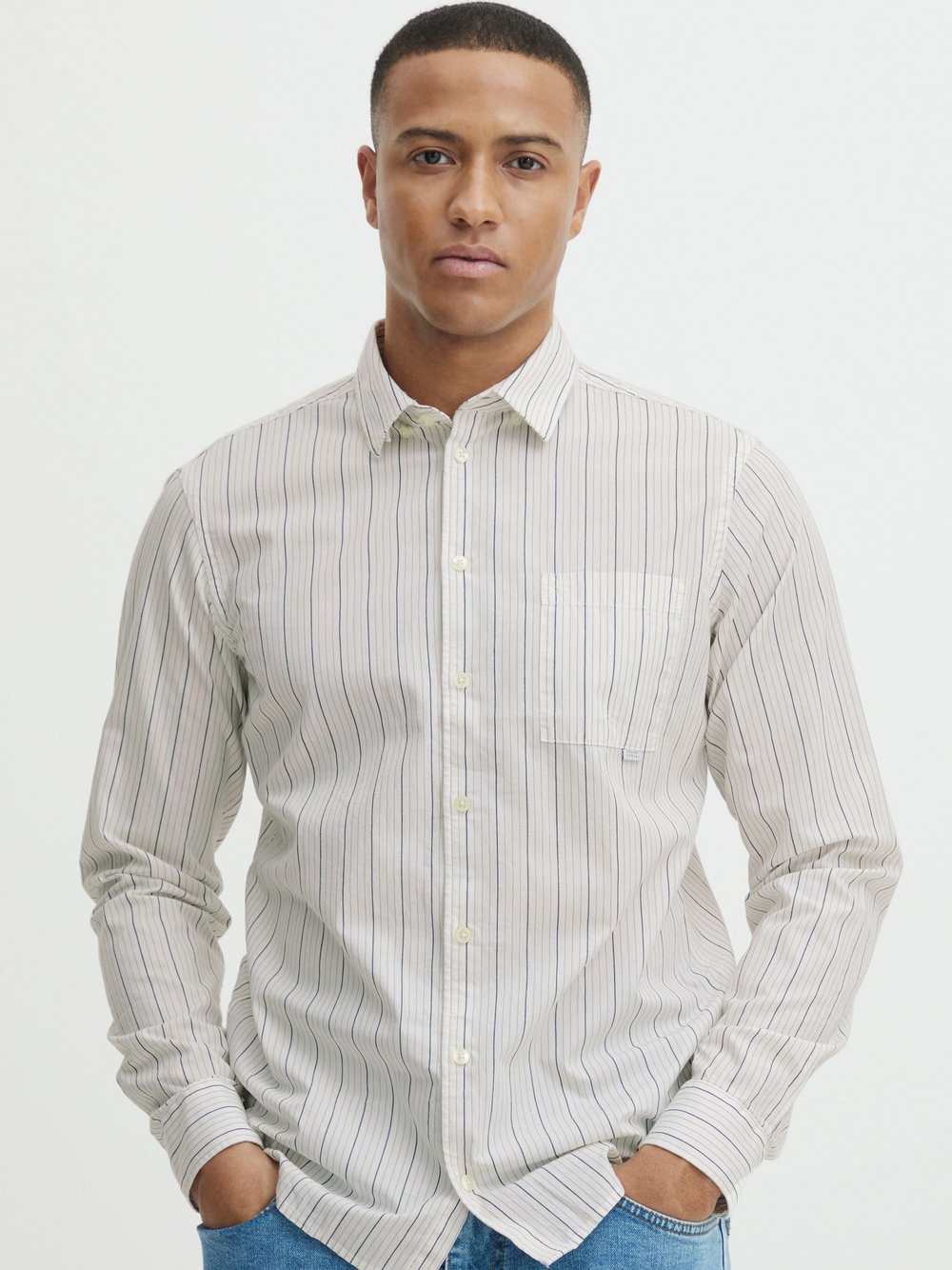 CASUAL FRIDAY Langarmhemd Herren Regular Fit Baumwolle gemustert