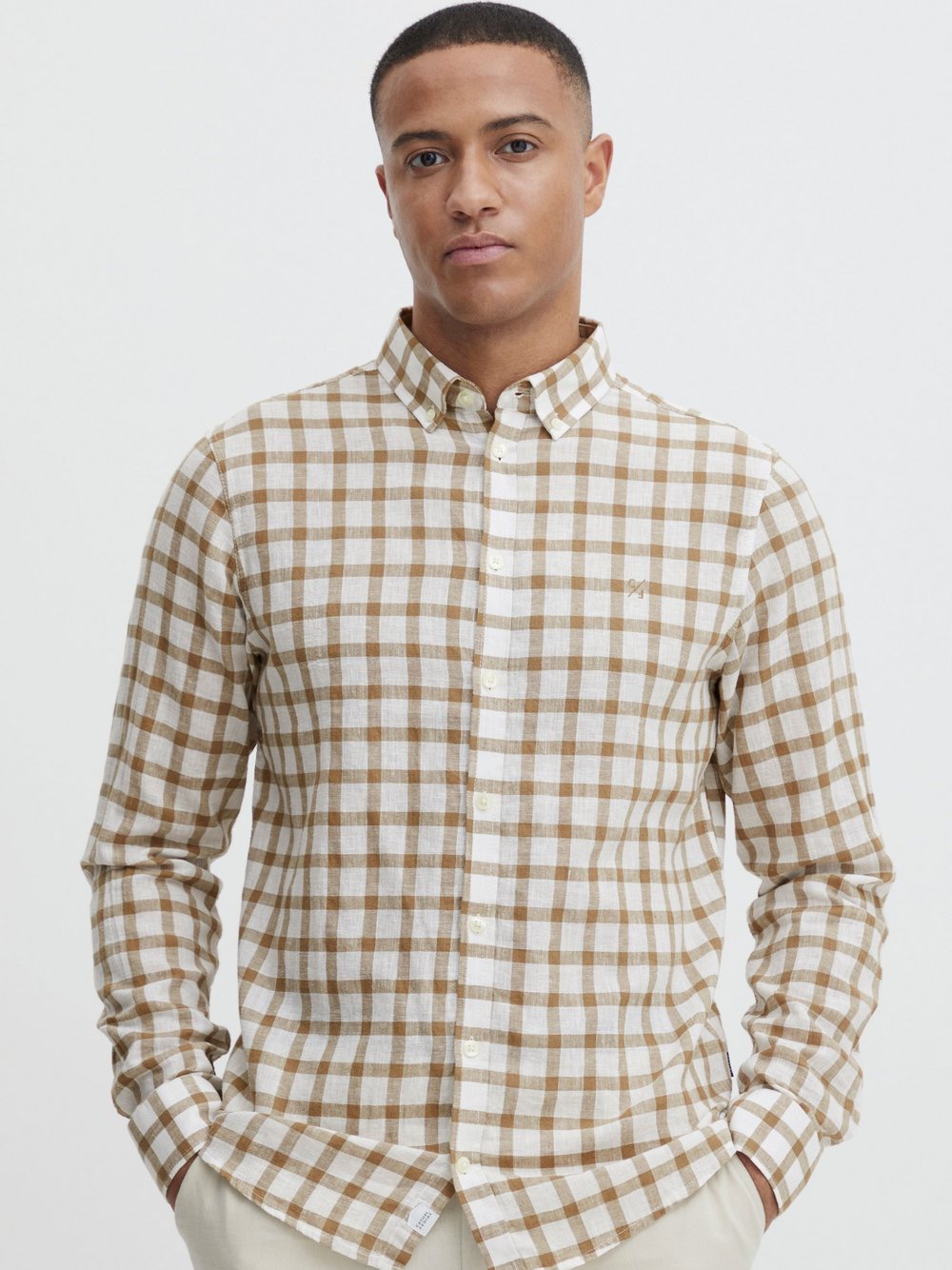 CASUAL FRIDAY Langarmhemd Herren Regular Fit Baumwolle gemustert