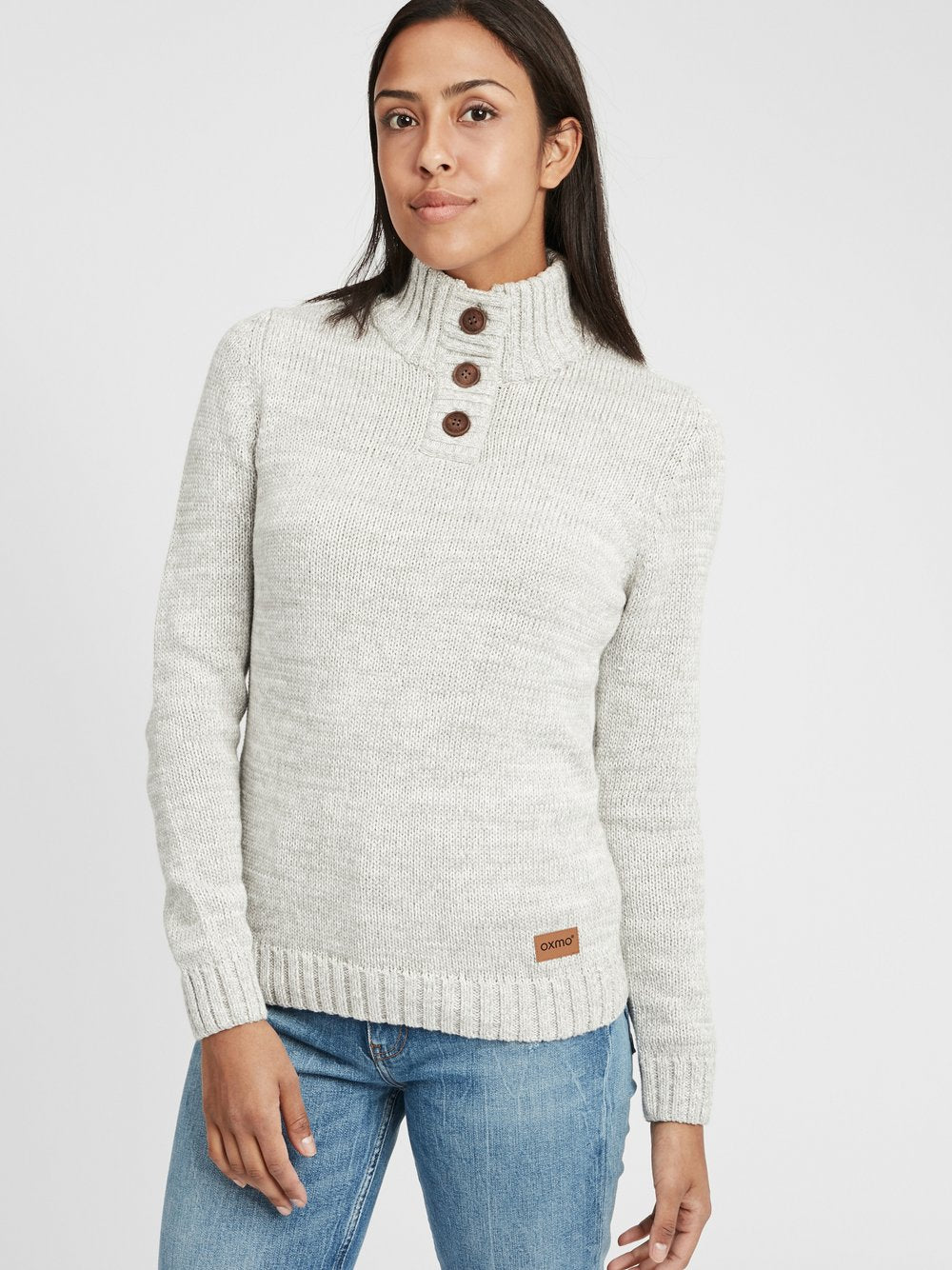 OXMO Strickpullover Damen Baumwolle meliert