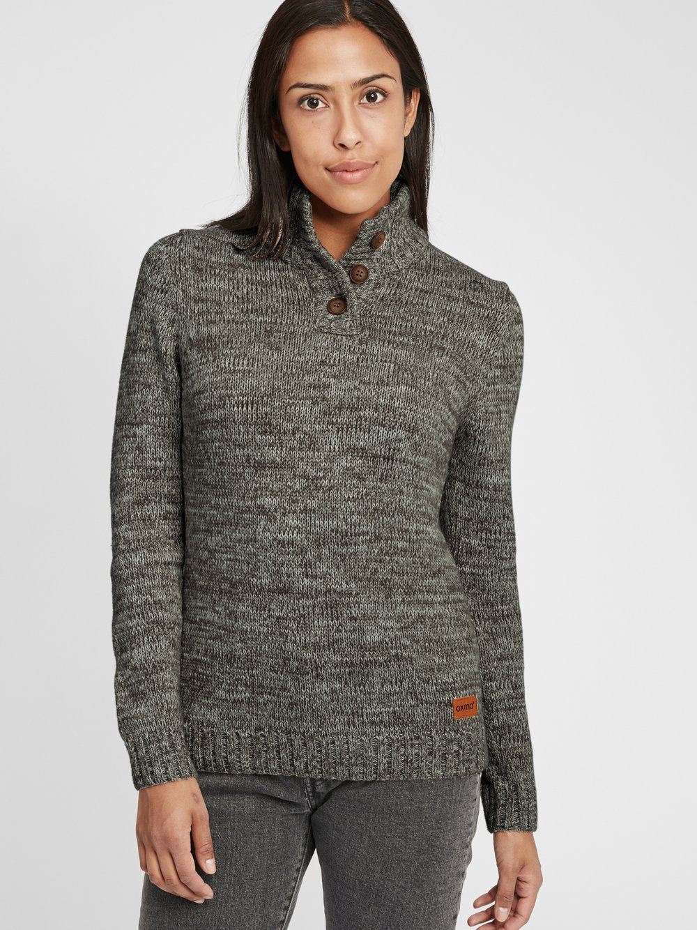OXMO Strickpullover Damen Baumwolle meliert