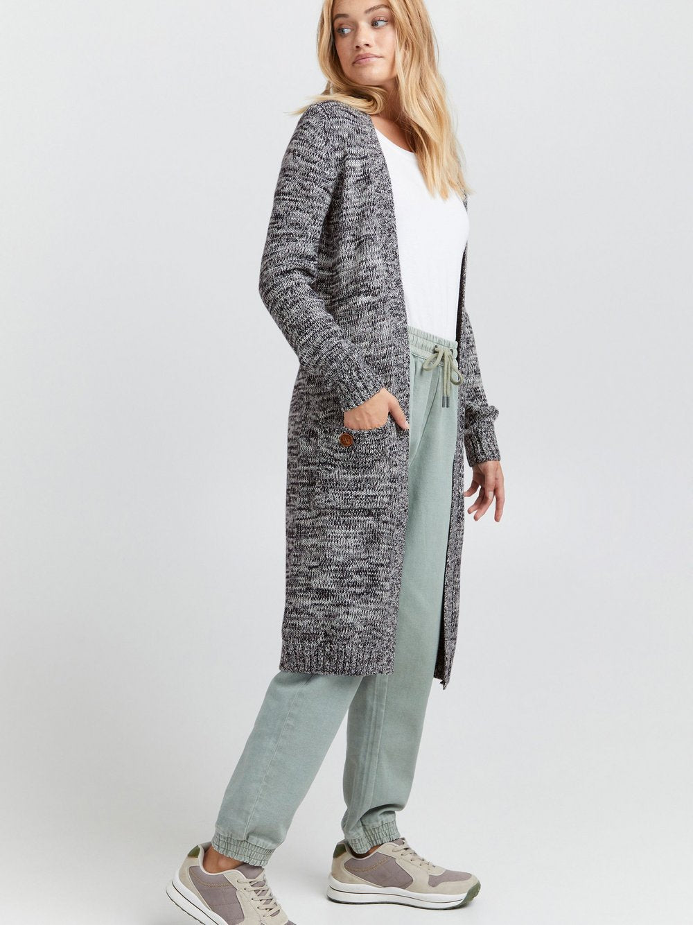 OXMO Strickjacke Damen Baumwolle gemustert