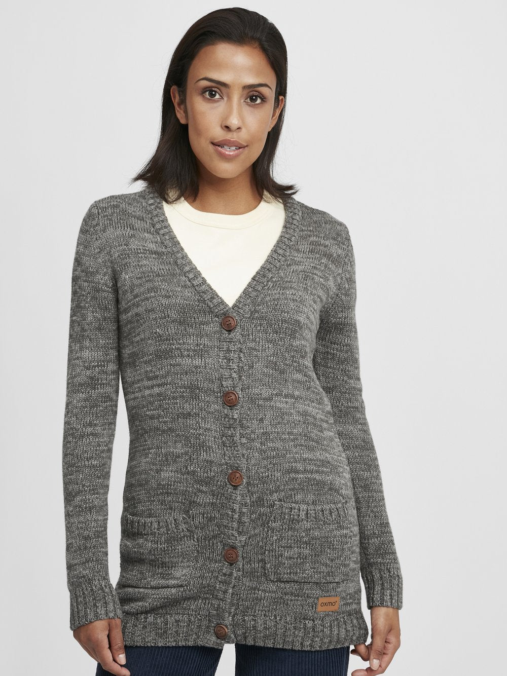 OXMO Strickjacke Damen Baumwolle gemustert