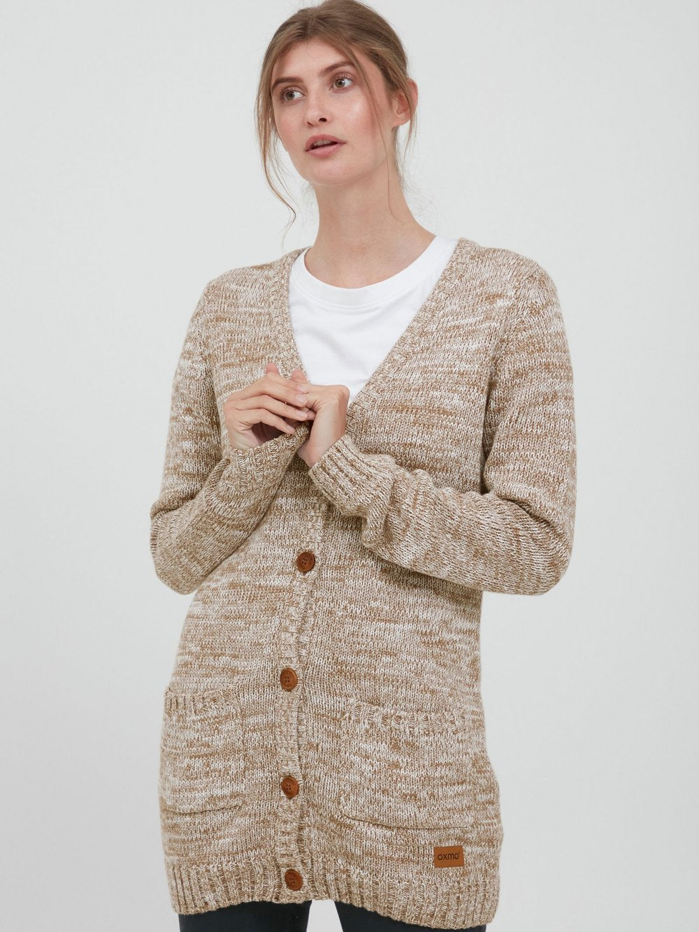 OXMO Strickjacke Damen Baumwolle gemustert