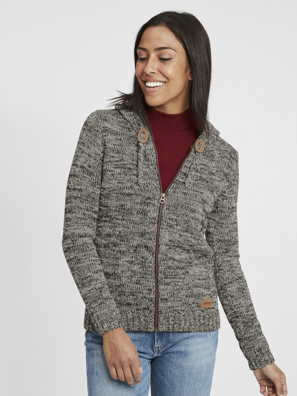 OXMO Strickjacke Damen Baumwolle meliert