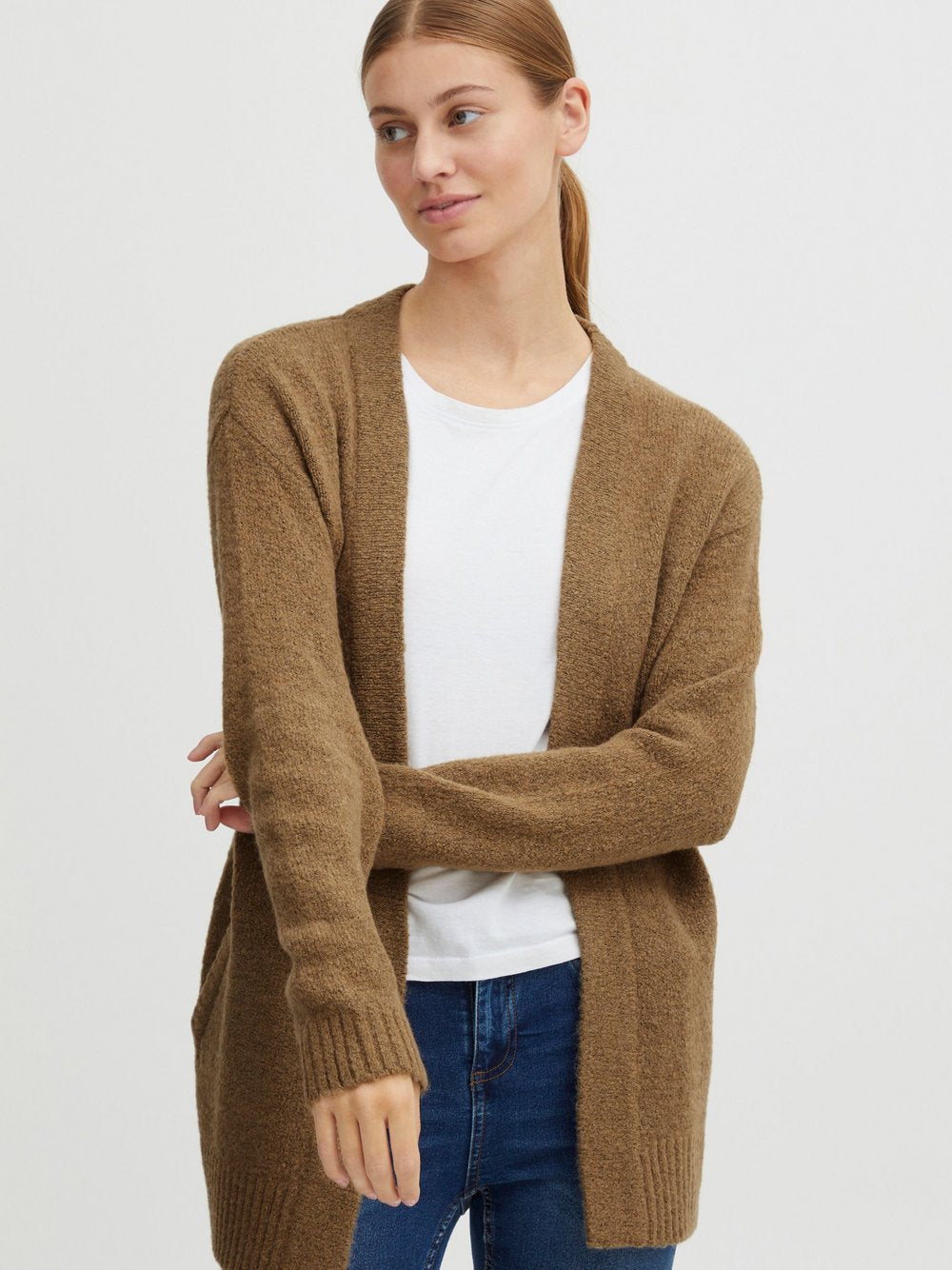 OXMO Strickjacke Damen Baumwolle gemustert